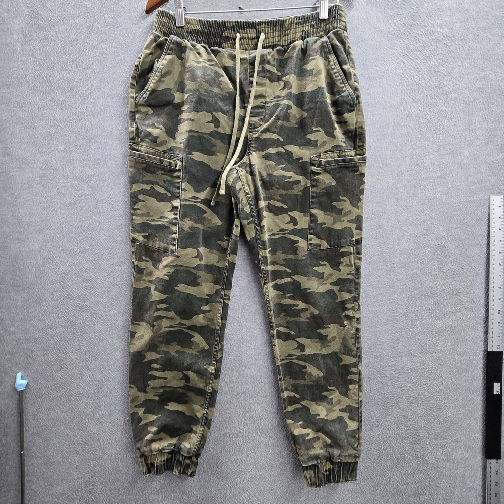 Hollister Women Activewear Pants L Green Jogger Camouflage Ultra High Rise
